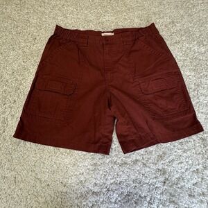 Savane Cargo Shorts Deep Red Elastic Waist Hiking Men's Size 36